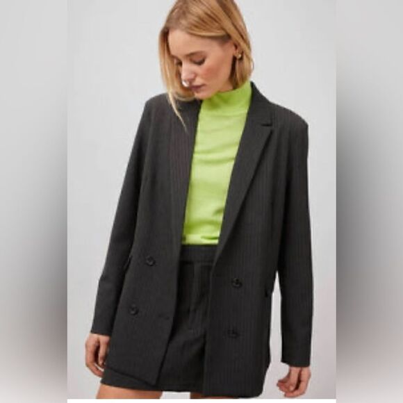 Rails Jac Blazer in black with charcoal pinstripe. L. NWT - Picture 2 of 10